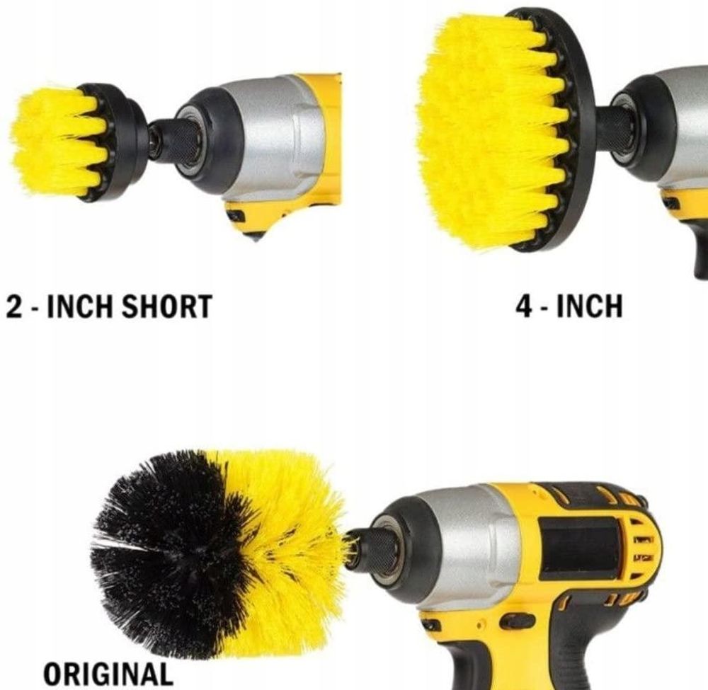 LUXTOM | Bürstenaufsatz Bohrmaschine Set, 3 Stück, Gelb, Reinigung Bürste, für Felgen, Fliesen, Küche, Böden, Auto, Reinigungsbürste