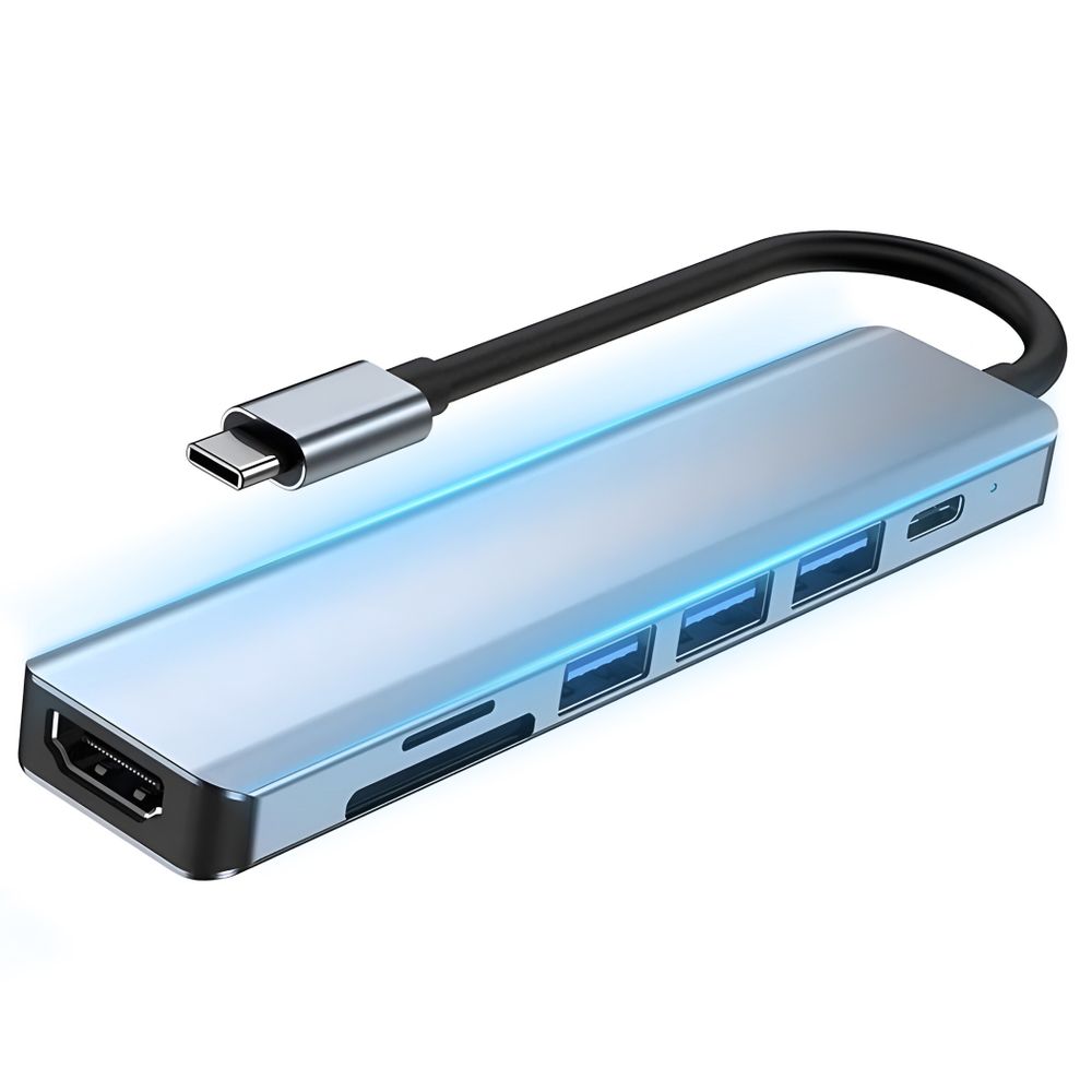 USB-C-Hub 7 in 1 Adapter USB Type C 3.0 HDMI für Mac Samsung Handy Laden Daten Laptop 100W Retoo