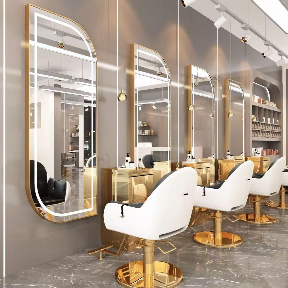 Frisier-, Barbier- & Kosmetikkonsole mit LED-Spiegel 170x70 Gold