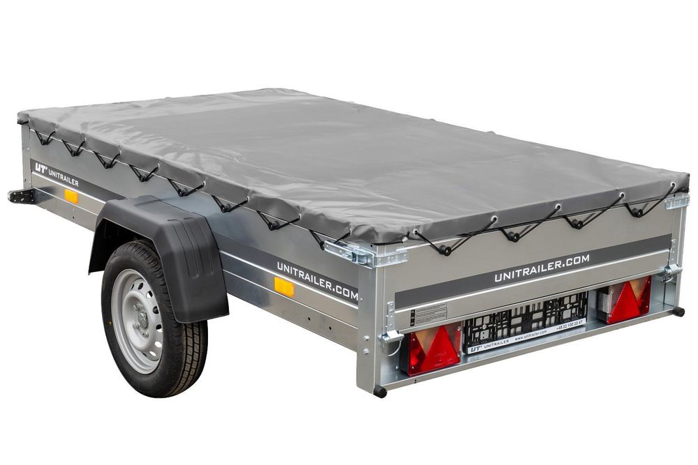 Kipper Pkw Anhänger Garden Trailer 230 KIPP [230 cm x 125 cm] mit Flachplane, Stützrad und Planenträger