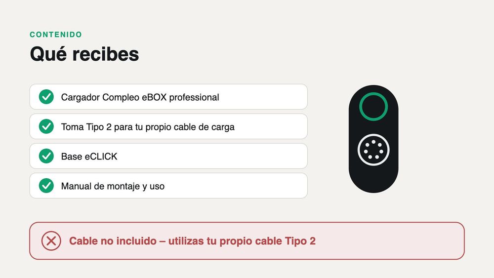 22 kW trifásico – con tu propio cable Tipo 2
