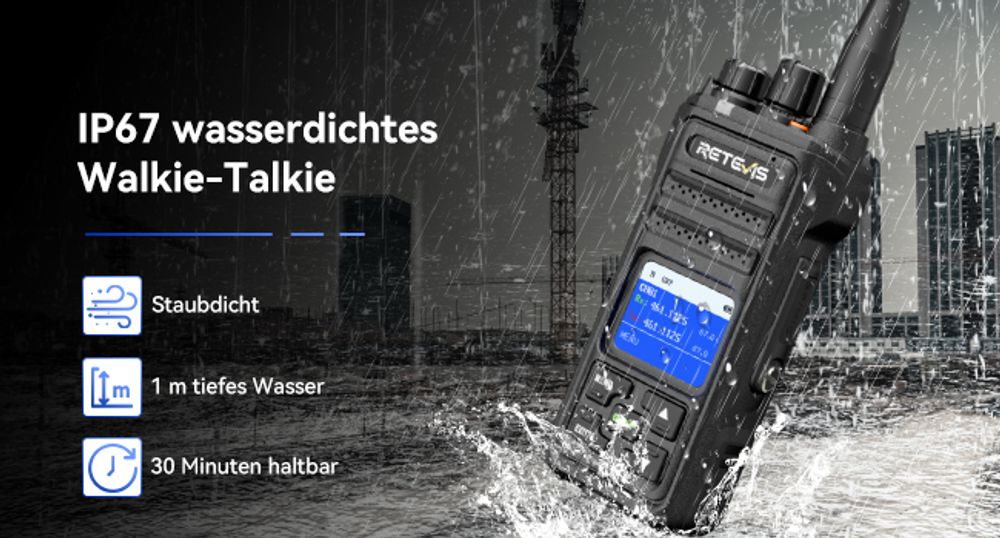 Retevis NR630S Walkie Talkie GroBe Reichweite, wasserdichte Funkgeräte für Erwachsene, IP67, 2800 mAh, KI-Rauschunterdrückung, LCD für die Logistik