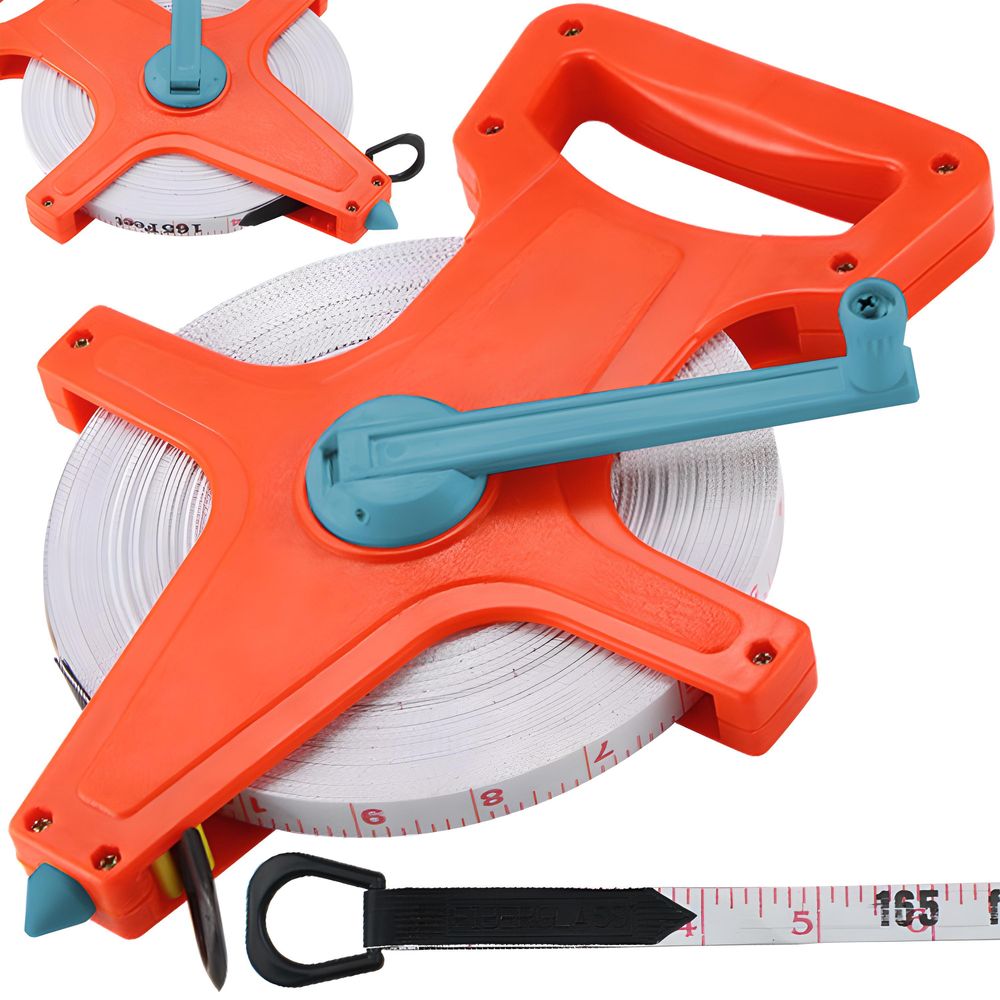 Rollbandmaß 50m Beidseitig Markiert Bandmaß Messband Maßband Rollmaßband Rollmeter mit öse Retoo