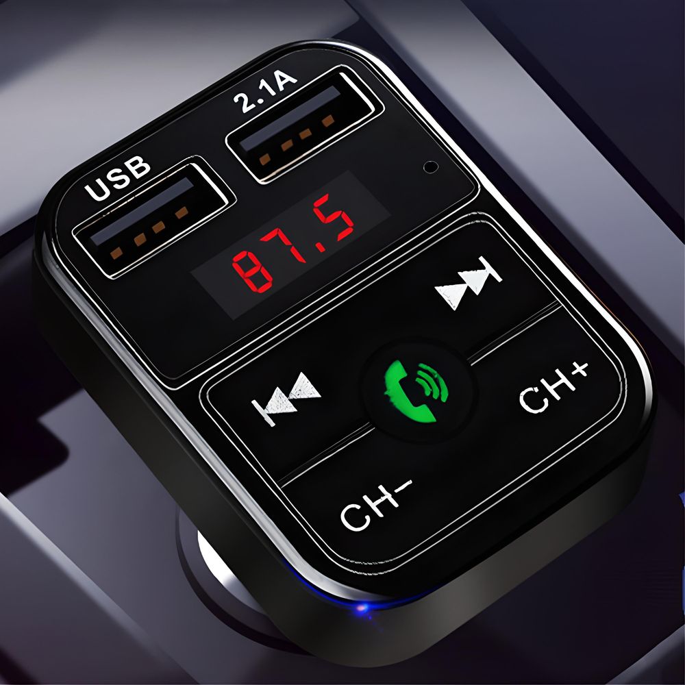 Bluetooth FM Transmitter für Auto Rot Leuchte Drahtloser Radio Kfz-Empfänger Adapter mit Freisprecheinrichtung Dual USB Ladegerät 5V 3.4A Retoo