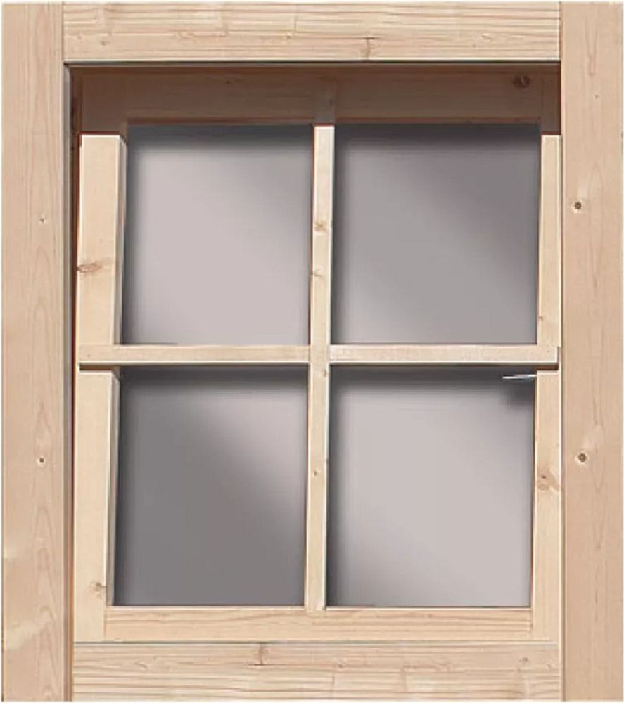 Karibu Dreh-/Kippfenster für Holz-Gartenhäuser naturbelassen 69 x 80 cm 28 mm Wandstärke