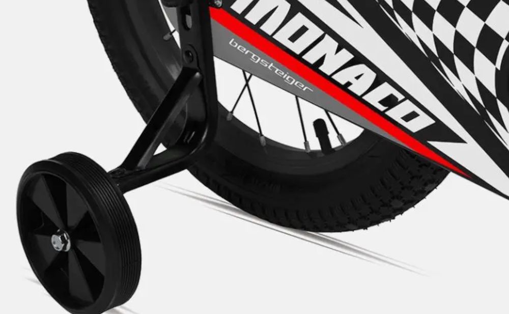 Bergsteiger Monaco 16 Zoll Kinderfahrrad, geeignet für 4, 5, 6 Jahre, BMX, Stützräder, Rücktrittbremse, Trinkflasche, Kettenschutz