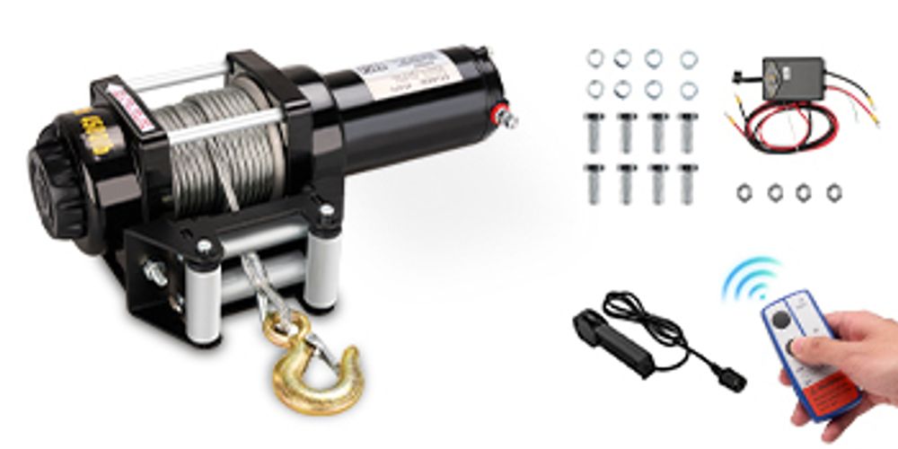 STANEW Elektrische Seilwinde 12V, Die Bis zu 4500LB/2041kg zieht, Offroad Motorwinde Seilzug Elektrowinde,10m Stahlseil,Kabellose Synthetische Seilwinde mit Fernbedienung