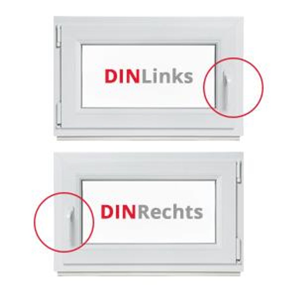 Kellerfenster Kunststofffenster weiß, BxH: 60 x 40 cm / 600 x 400 mm 3-fach Verglasung (32 mm) Dreh-Kipp inkl. Pilzkopfverriegelung, DIN Rechts (Griff Links)