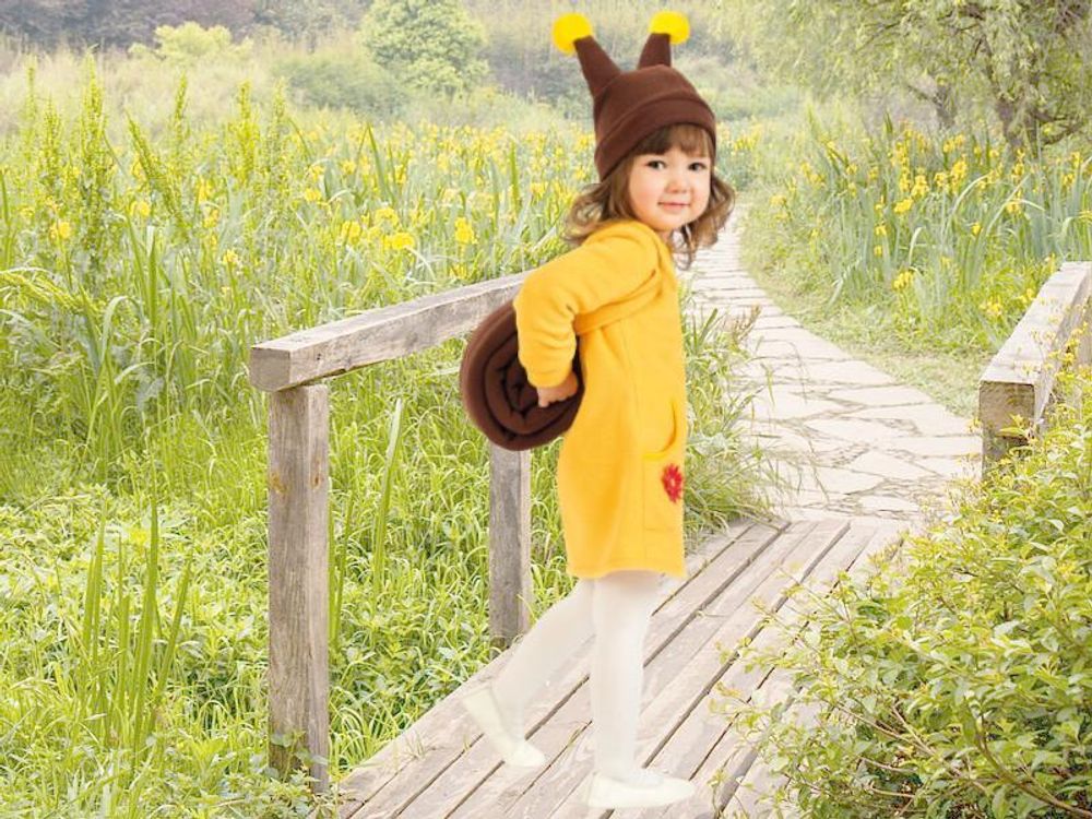 Tierkostüm für Kinder Schnecke Waldtier Kleid mit Mütze (116)