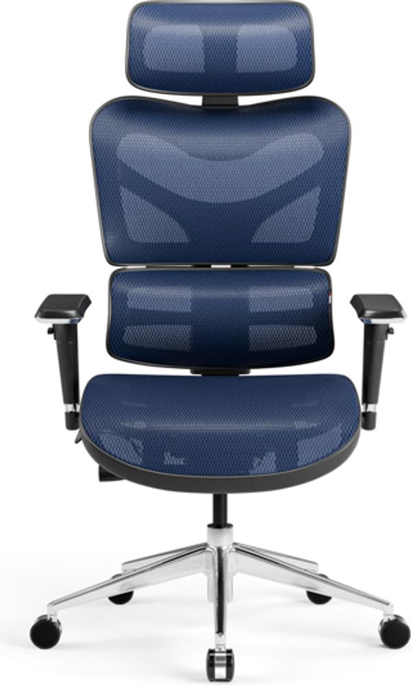 Diablo V-Commander Ergonomischer Bürostuhl Schreibtischstuhl Chefsessel 3D Armlehnen Verstellbare Kopfstütze & Sitzfläche Netzstof Farbe: Schwarz-Blue