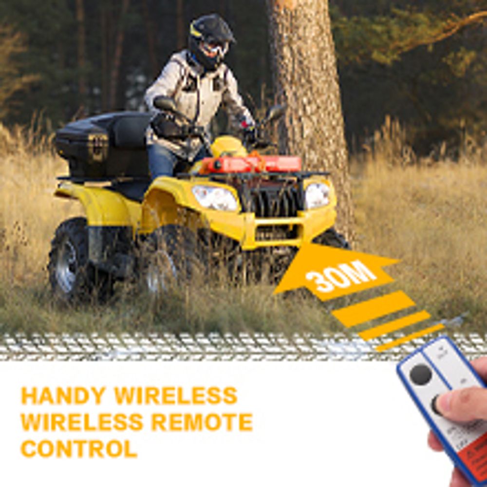 STANEW Elektrische Seilwinde 12V, Die Bis zu 4500LB/2041kg zieht, Offroad Motorwinde Seilzug Elektrowinde,10m Stahlseil,Kabellose Synthetische Seilwinde mit Fernbedienung