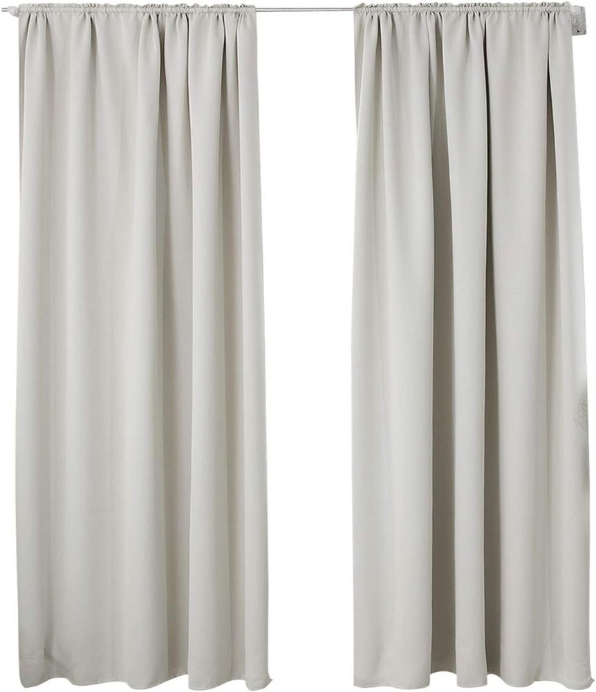 WOLTU 2er Set Gardine blickdicht 250 g/m² mit Kräuselband : Creme 135x175 cm Farbe: Creme Größe: 135x175 cm