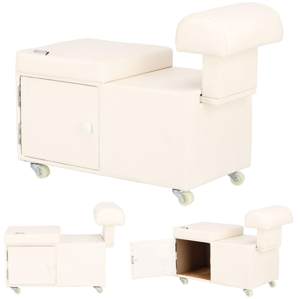 Pouf Pédicure Avec Repose-pieds, Tabouret Cosmétique pour Pédicure Avec Armoir Sous Le Siège.