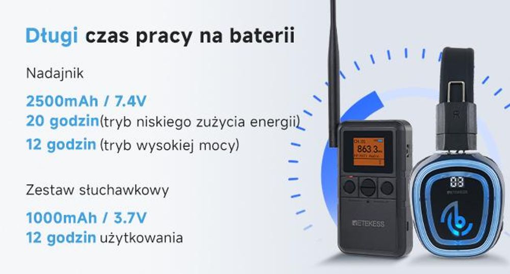 System słuchawkowy Retekess TA003P-TA004S do cichej dyskoteki, bezprzewodowy, jakość dźwięku Hi-Fi, 3-kanałowe diody LED, 12 godzin pracy, stabilne mocowanie, wzmocnienie basów, do fitnessu, jogi i imprez