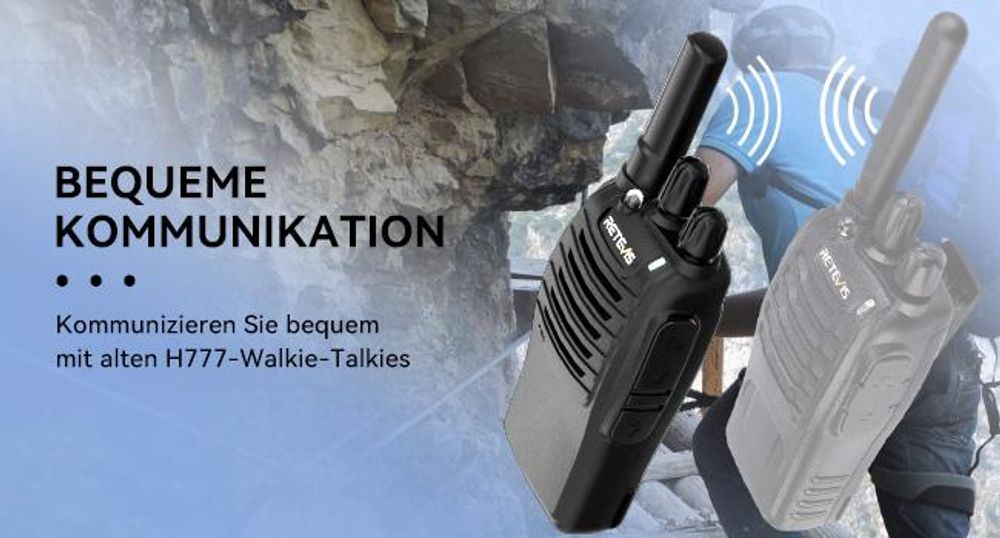 Retevis H777 Walkie Talkie, PMR Funkgeräte Set Lizenzfrei, mit Taschenlampe, Robust, Notfall-Warnungen, VOX, Handfunkgerät für Familie Camping