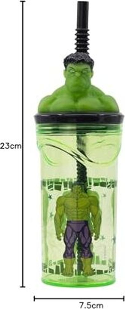 Marvel Hulk Trinkbecher 360ml Strohhalm Deckel