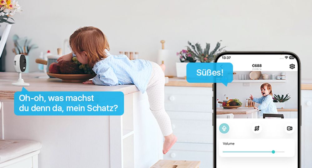 ZOSI 1080P Innen WLAN Überwachungskamera mit Plug-in-Strom, Lokale KI für Person/Bewegungen, Magnetfuß, 2,4GHz WiFi, 2-Wege-Audio, IR Nachtsicht, C688