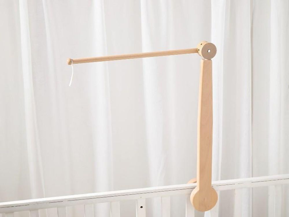 Zayno® Mobilehalterung aus Holz 70cm | Mobilearm, Krippenaufsatz, Kinderzimmer, Windspielaufhängung, verstellbar, Holzaufhänger, Natur