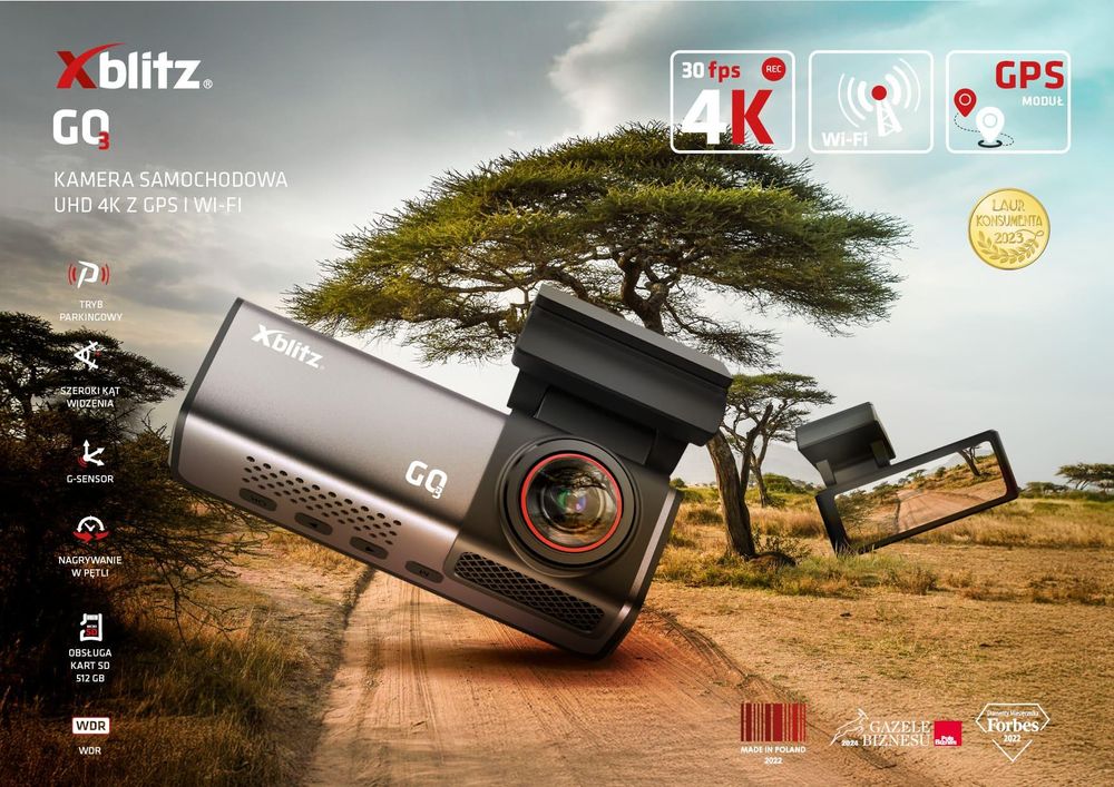 Xblitz GO3 – kamera samochodowa 4K z GPS i Wi-Fi