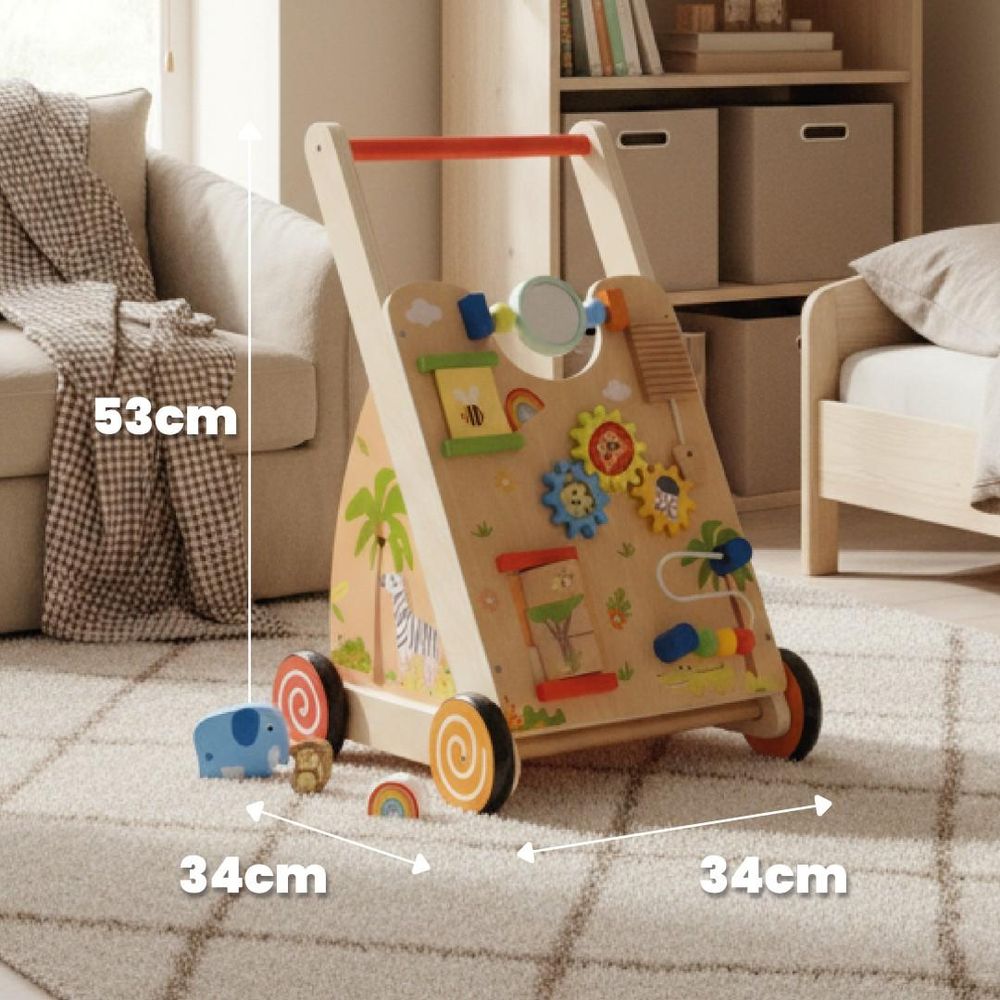 Pchacz Sun Baby XXL z boku, widoczne wymiary i drewniana budowa