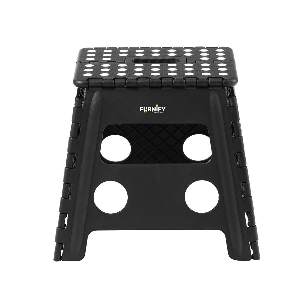 FURNIFY® Klapphocker QUICKSTEP Haushaltshocker | Faltbarer Tritthocker Klapptritt | Schwarz