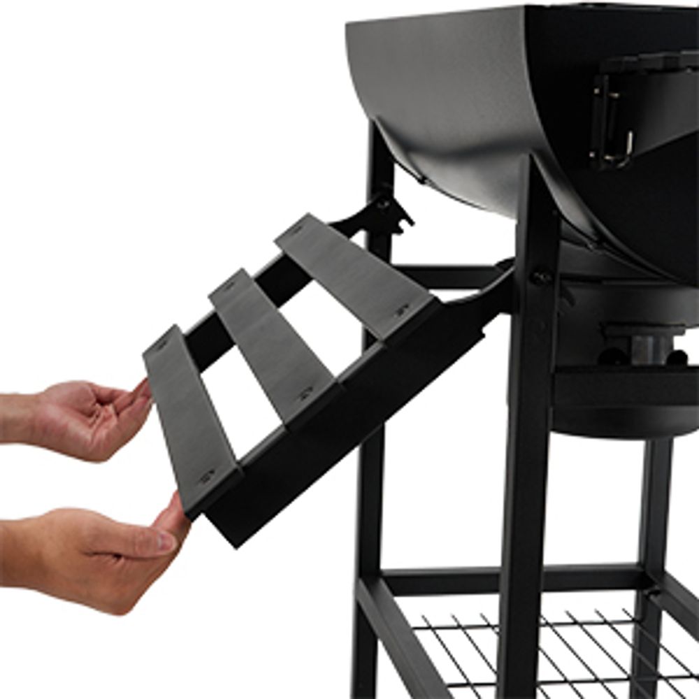 TEENO Grillwagen XXL Holzkohlegrill mit Seitenablage, Deckel, Ascheschublade, Thermometer, Verbrühschutzhandschuhe, groß Kohle BBQ Barbeque