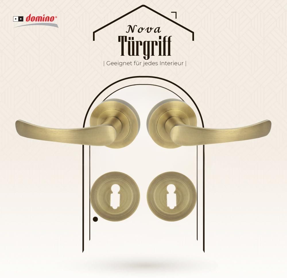 DOMINO Türgriff Drückergarnitur BB-Buntbart Set | Rund-Rosette | Türklinke für Bürotür, Kellertür & Innentür | aus Aluminium | Bronze Farbe| NOVA-R M3