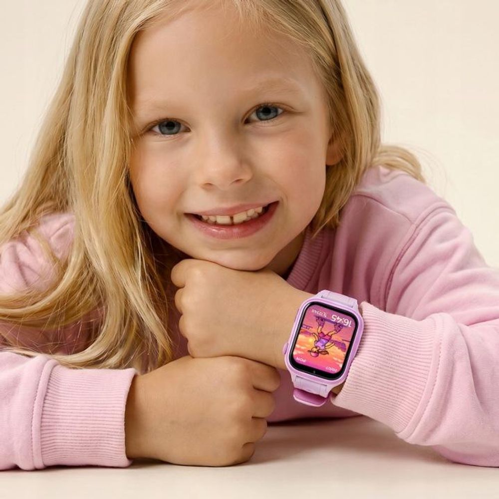 Forever Bestii KW-540 KI-Smartwatch für Kinder – 4G-GPS/WLAN Smartwatch mit Tracker, Videoanruf-Funktion und SOS-Taste (Rosa)