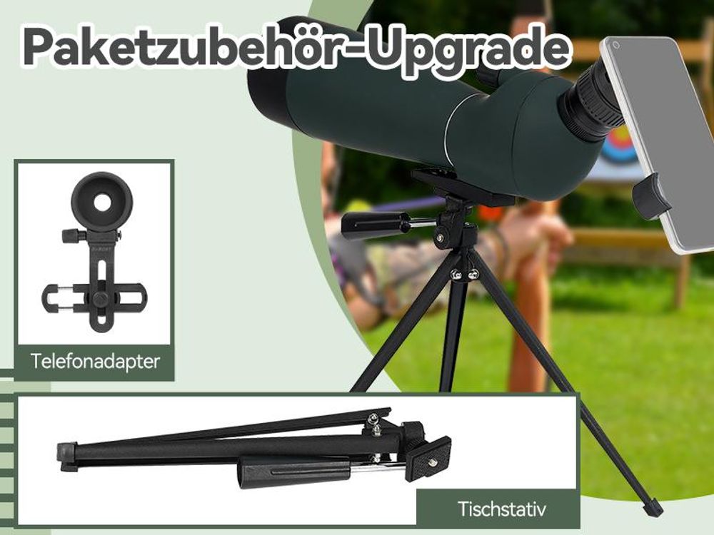 Svbony SV28PLUS Spektiv 20-60x80mm, mit Stativ Telefonadapter, A5 Claret Red FMC BAK4 Wasserdicht Spektive für Erwachsene