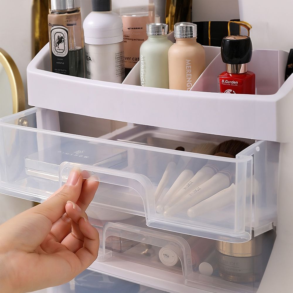 Make-Up Organizer, Kosmetik-Pinselhalter mit Schubladen, Verstellbarer Aufbewahrungsbox für Kosmetik/Schmuck/Pinsel 17x23.3x26.8 cm Retoo