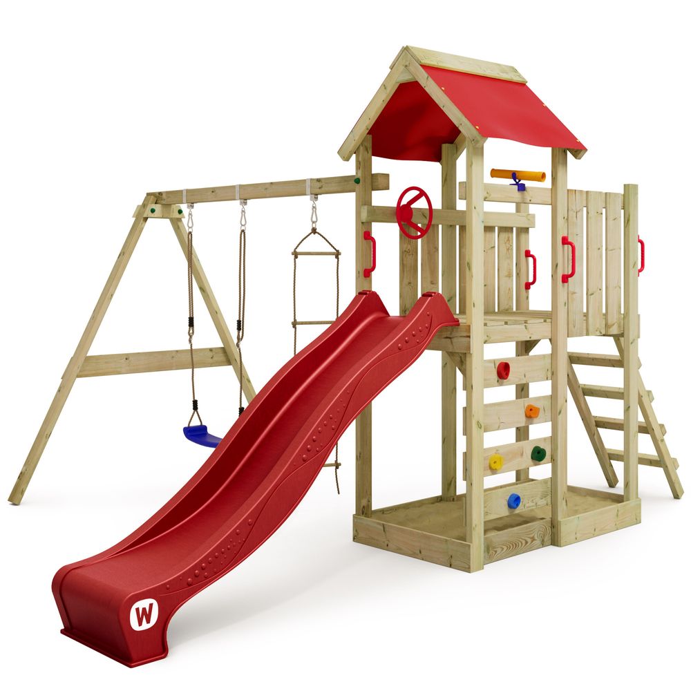 Spielturm Wickey MultiFlyer mit Schaukel und Rutsche in Rot