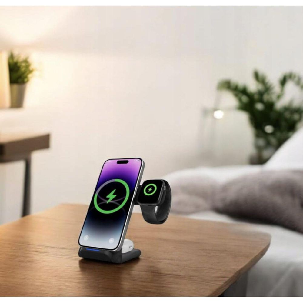 Ładowarka indukcyjna - ładowarka bezprzewodowa - 3 w 1 - USB-C - do Apple Samsung - do Smart Watch - QI - 15 W