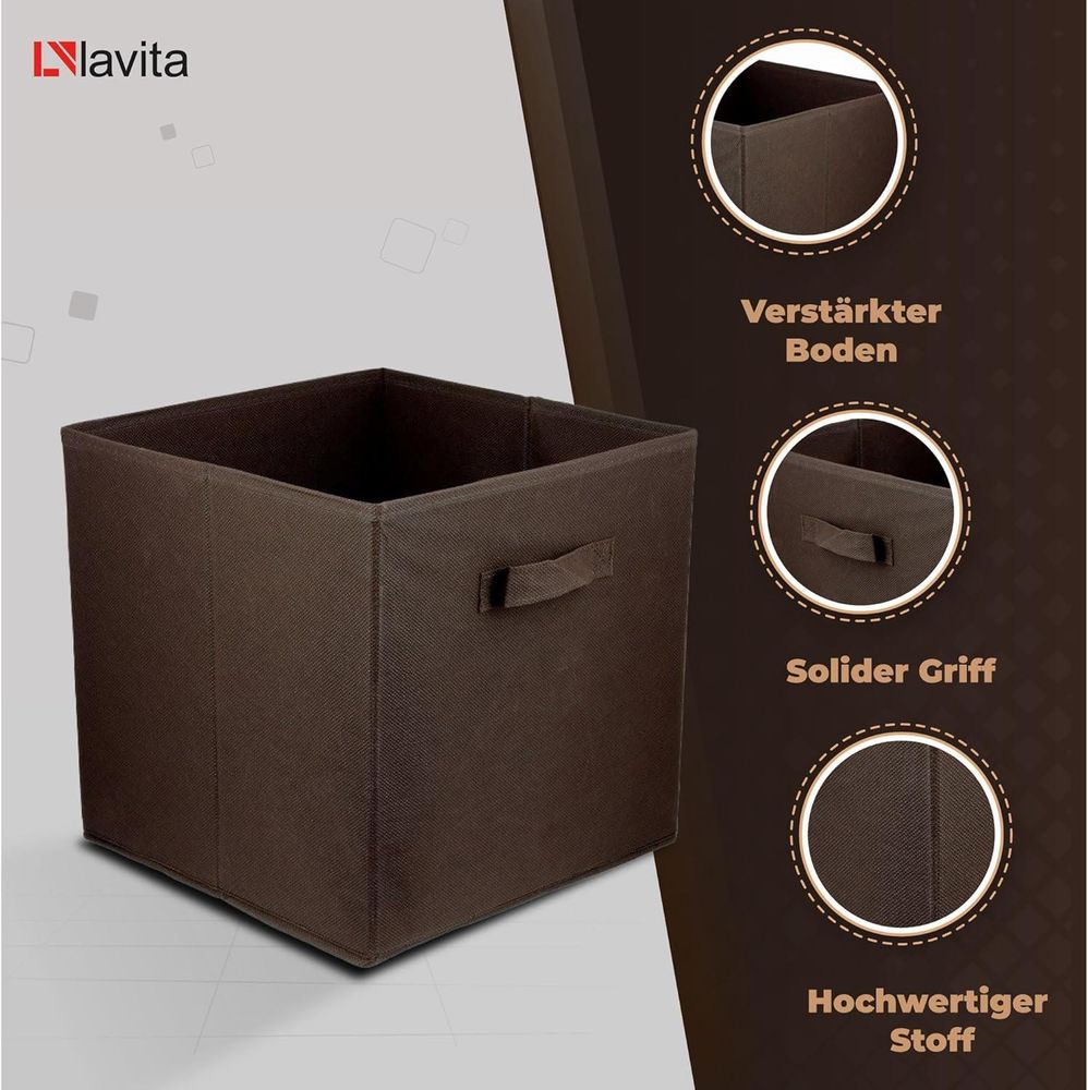 Lavita Storage Box | faltbare Aufbewahrung Boxen 31 x 31 x 31 cm | Schubladen-Organizer Box| Ordnungssysteme für Kleidung | Kleideraufbewahrung & Organisation | dunkelbraun | 1 stück
