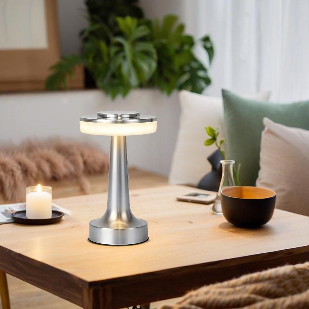 2er Schreibtischlampe, kabellose dimmbare Schreibtischlampe, LED-Tischlampe aus Metall, Touch-Control-Augenschutz-Leselampe, USB-Aufladung, warmweiß