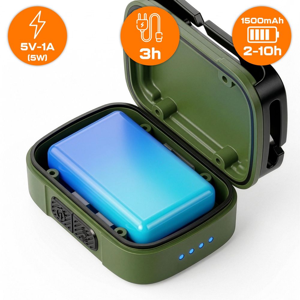 EVI TECH WaveBeam 300 LED Stirnlampe Akku USB-C Bewegungssensor 300lm Wasserdicht IP55 Kopflampe mit Rotlicht Outdoor Laufen Camping Grün