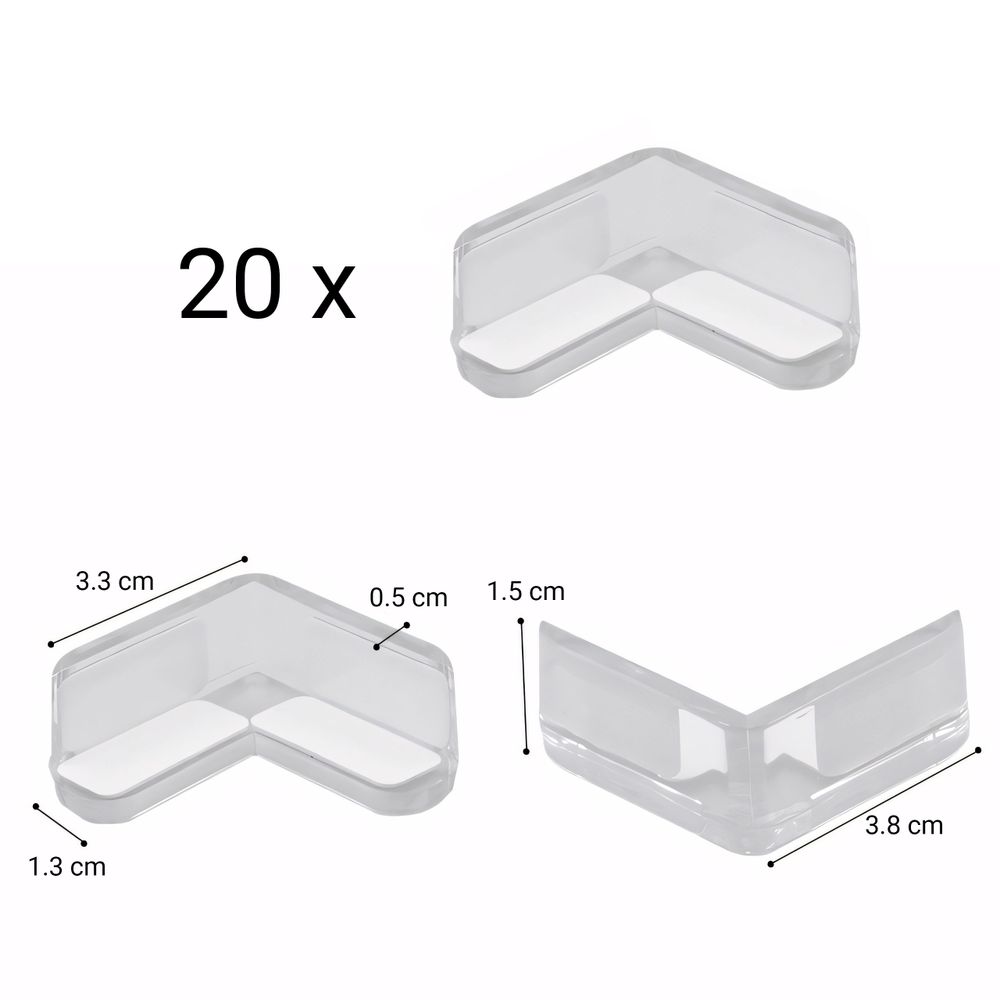 20 x Eckenschutz Baby Kantenschutz Selbstklebend Transparent Durchsichtiger Gummi Kindersicherung Tisch Möbel Eckenschutz für Kinder Baby Retoo