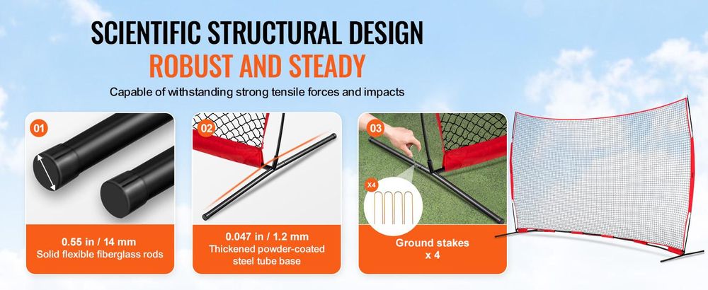 VEVOR Barricade Backstop Netz, 7x7 ft Ball Sport Barriere Netz, Tragbare Übungsgeräte mit Tragetasche, Schutzschirm für Baseball Softball Lacrosse Fußball Hockey Training, für den Garten