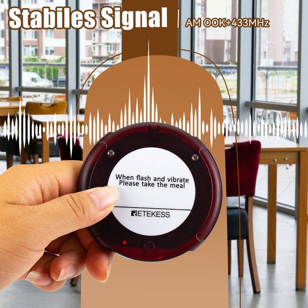 Retekess TD163 Pager System, Pager Rufsystem, 400M Entfernung im Freien Gelände, 31 Rufmodi, 20H Standby Zeit, Gästerufsystem für Gastronomie, 30 Page
