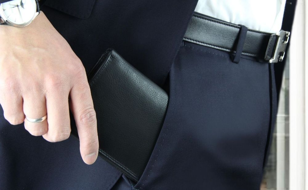 Frentree® Herren Geldbörse aus Nappa Leder mit RFID Schutz, 12 Kartenfächer, Querformat Portemonnaie, Schwarz, LB-02