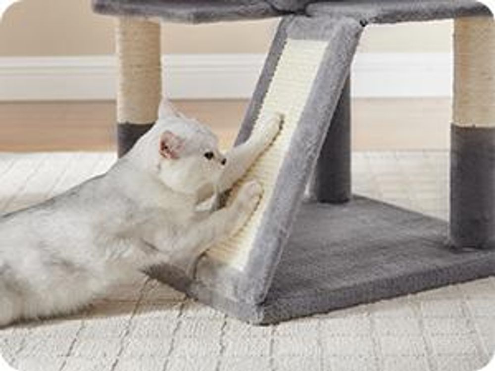 FEANDREA Kratzbaum 96cm mit Kuschelhöhle Kletterturm für Katzen Kratzbrett