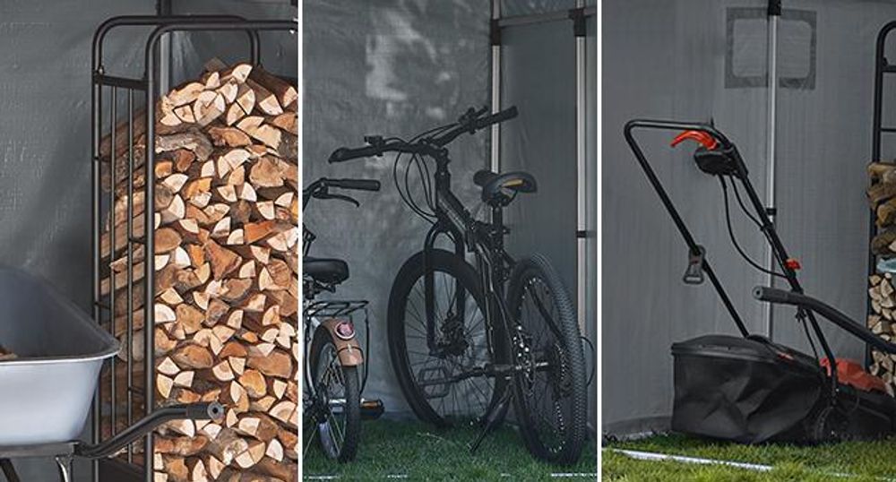 SoBuy Fahrradgarage wetterfest Geräteschuppen Fahrradgarage für 1-2 Fahrräder Carport Zelt mit UV-Schutz Fahrradschuppen für Regenschutz KLS11-K