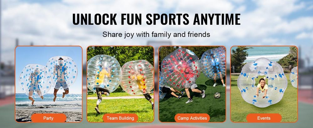 VEVOR Aufblasbarer Bump Ball Bumper Stoßball 1 Stk. 1,2 m x 1,03 m, Menschlicher Kollisionsball, PVC-Körperblasen-Bounce-Ball für Outdoor-Aktivitäten, Transparent + Blaue Punkte Aufblasbar Bumper Ball