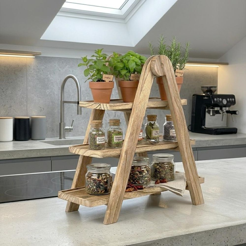 WELLHAUS 3-stufige Etagere Holz Servierplatte Snackständer