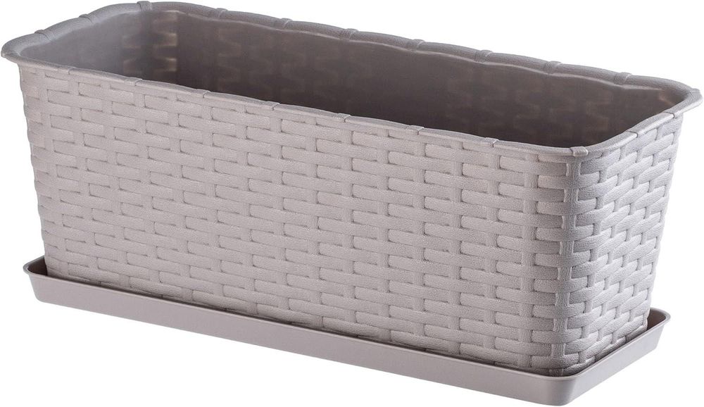 KADAX Balkontopf mit Untersatz "Frette", Balkonkasten mit Wasser Öffnungen, 40cm, Karamell