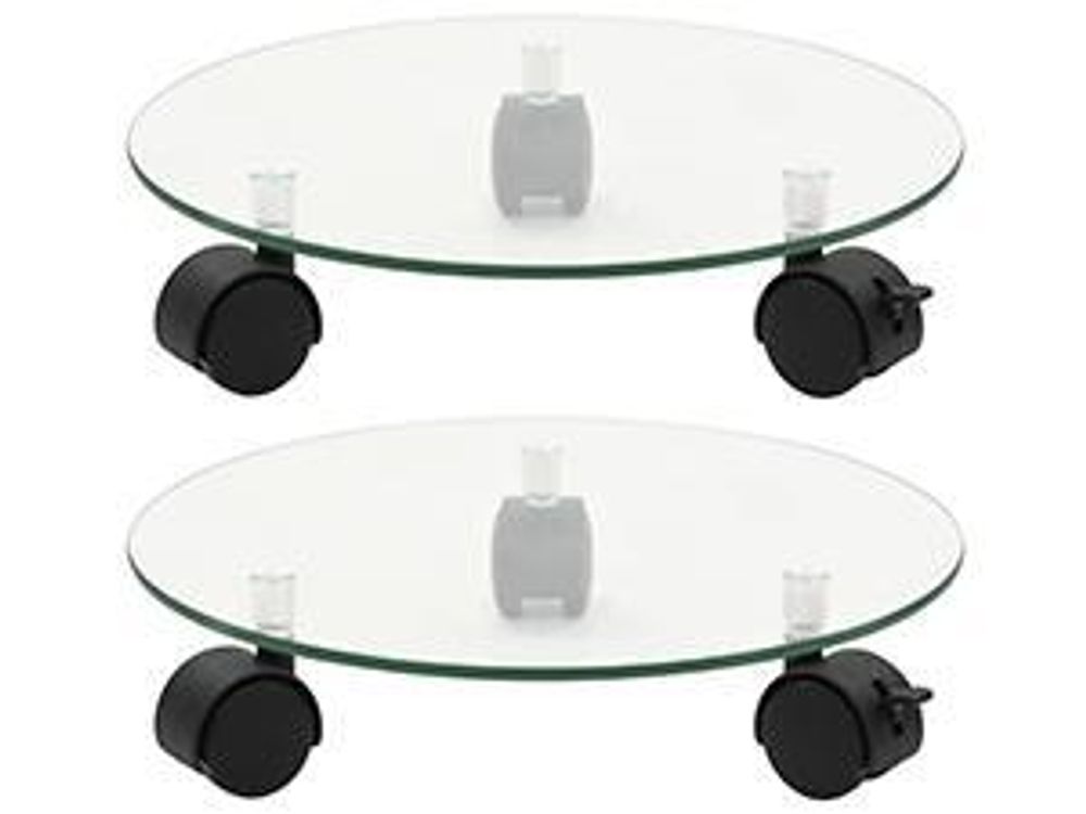 vidaXL Pflanzenständer mit Rollen 2 Stück Hartglas 28 cm Rund
