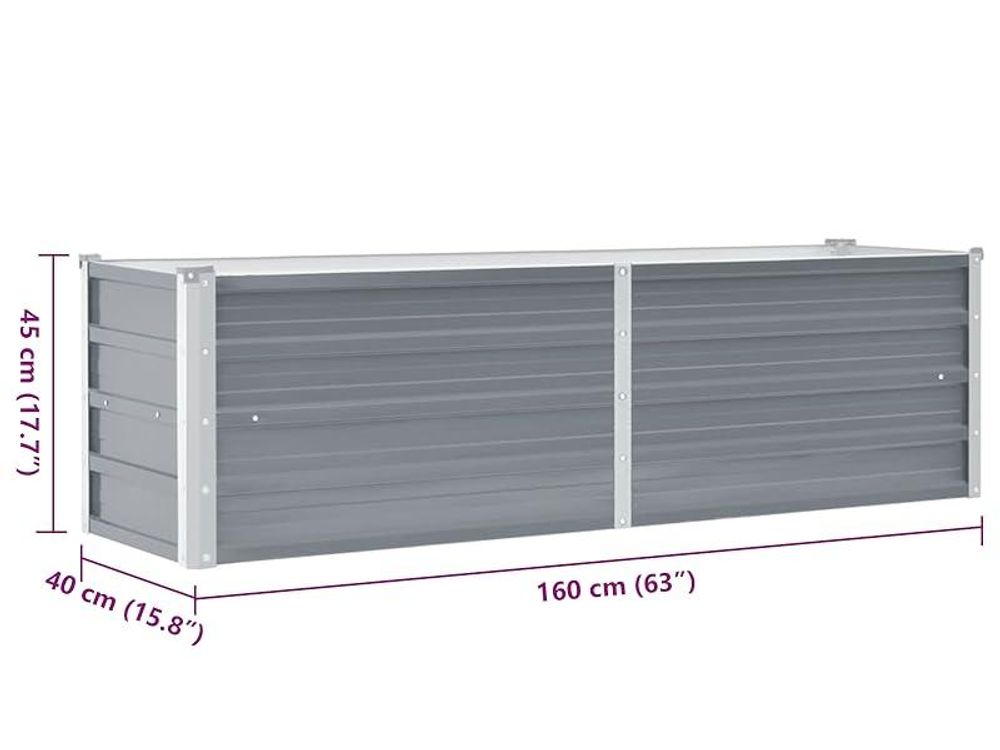 vidaXL Garten-Hochbeet Verzinkter Stahl 160x40x45 cm Grau