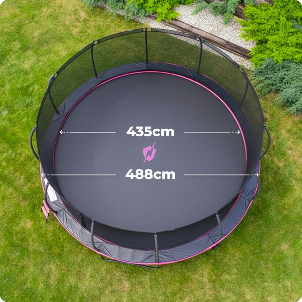 Thunder Záhradná trampolína Ultra 488 cm 16 ft vnútorná sieť 50 kg Čierna Ružová