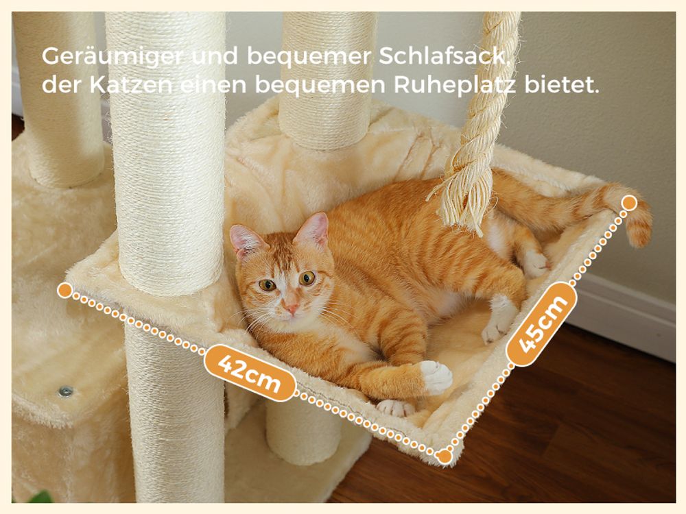 PAWZ Road Kratzbaum Grosse Katzen stabil mit 11cm Stämme, Kratzbaum XXL 170cm