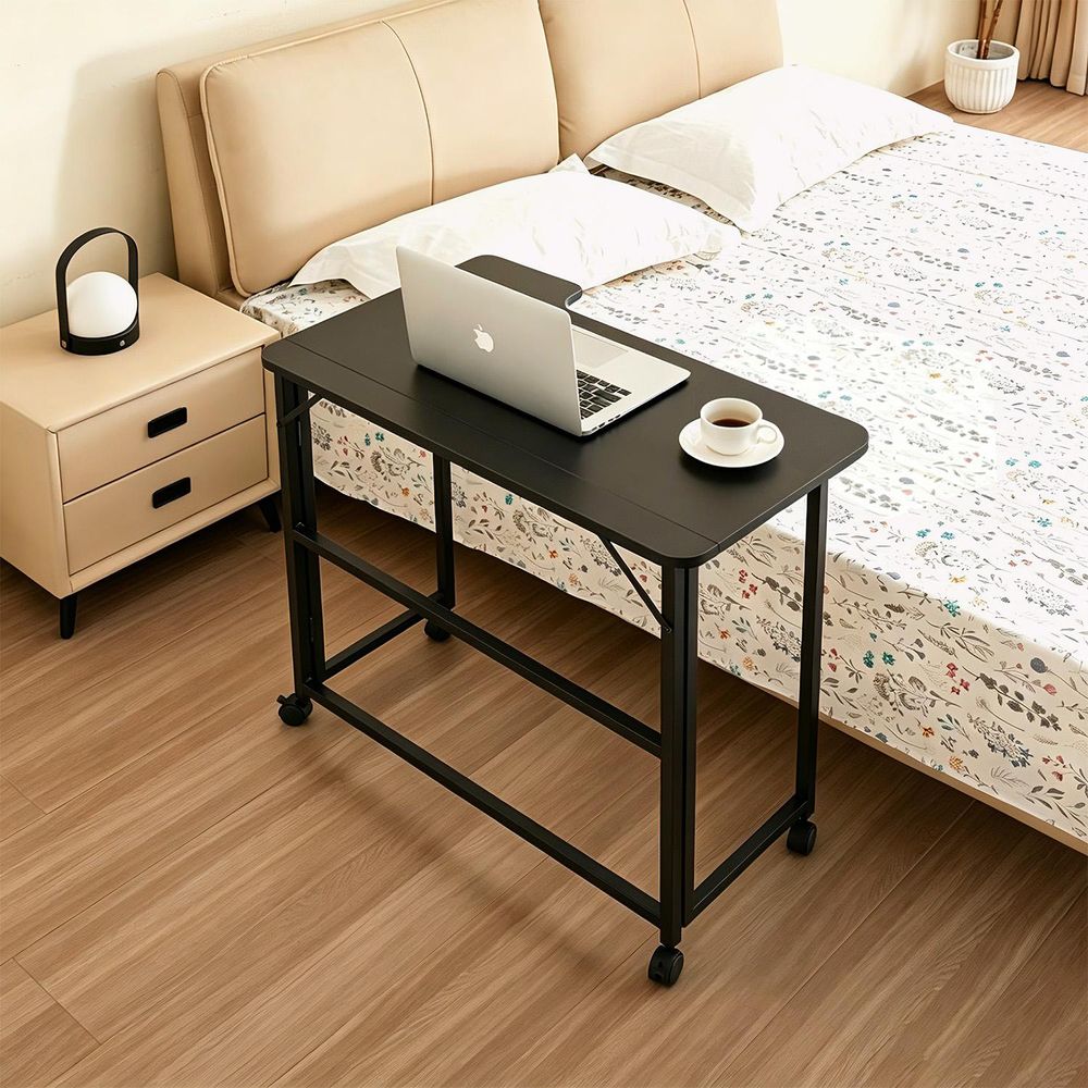 Klappbarer Schreibtisch „Maclean“ schwarz fahrbar 100 x 65 cm max. 50 kg eckig L-Form MC-1250 L/B
