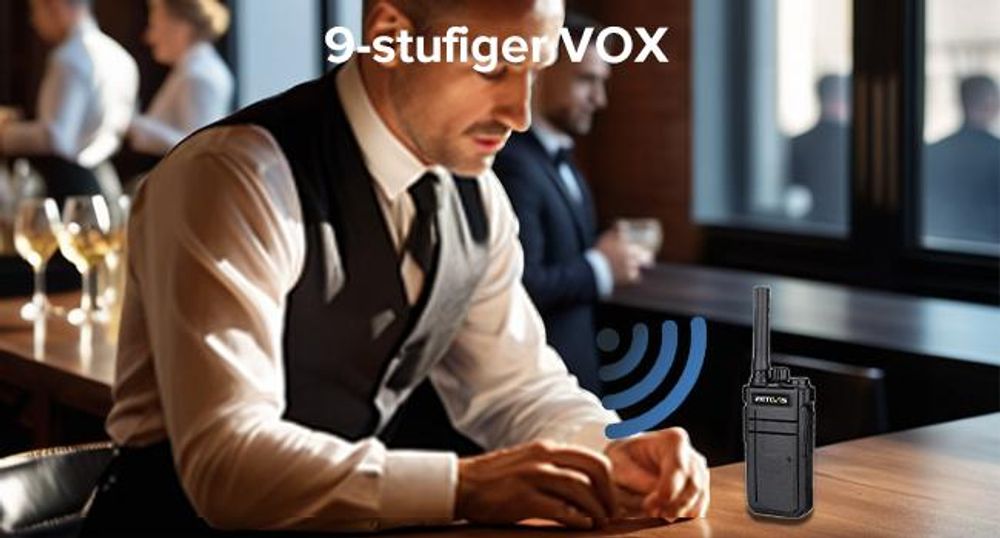 Retevis RB637 Funkgeräte, PMR446 Walkie Talkies, mit Kabellosem Bluetooth Headset, 2000 mAh, VOX, mit 6-Wege-Ladegerät, für Hotel, Restaurant
